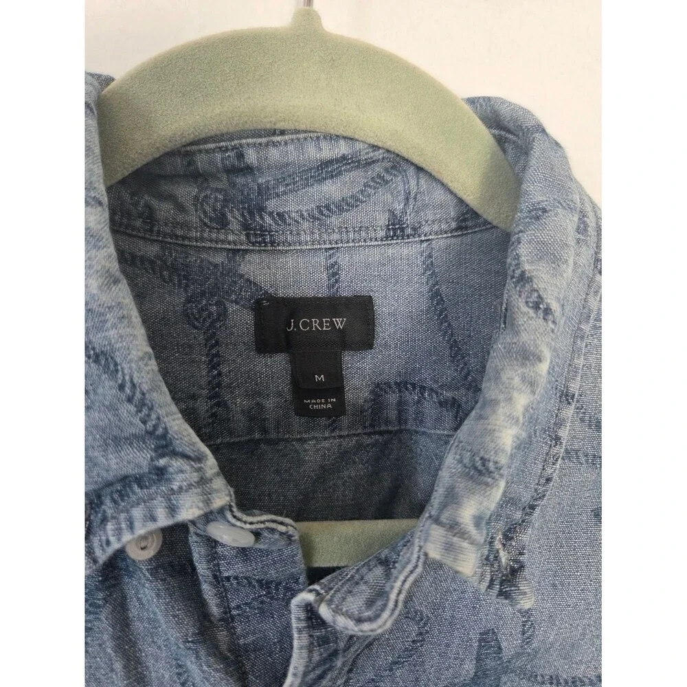 J.Crew Denim Chambray Button Front Shirt Nautical Coastal Preppy Yacht Men's M